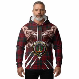 MacDonald (McDonald) of Glencoe Tartan Crest Hoodie Ferocious Lion Style