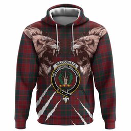 MacDonald (McDonald) of Glencoe Tartan Crest Hoodie Ferocious Lion Style