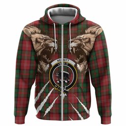 Nesbitt (Nisbet) Tartan Crest Hoodie Ferocious Lion Style