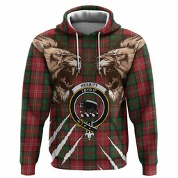 Nesbitt (Nisbet) Tartan Crest Hoodie Ferocious Lion Style