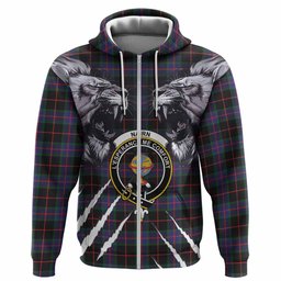 Nairn Tartan Crest Hoodie Ferocious Lion Style