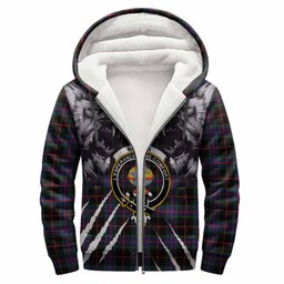 Nairn Tartan Crest Sherpa Hoodie Ferocious Lion Style