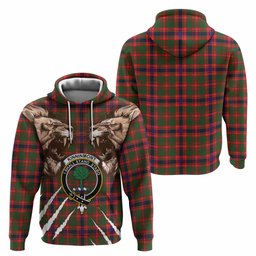 Kinninmont Tartan Crest Hoodie Ferocious Lion Style