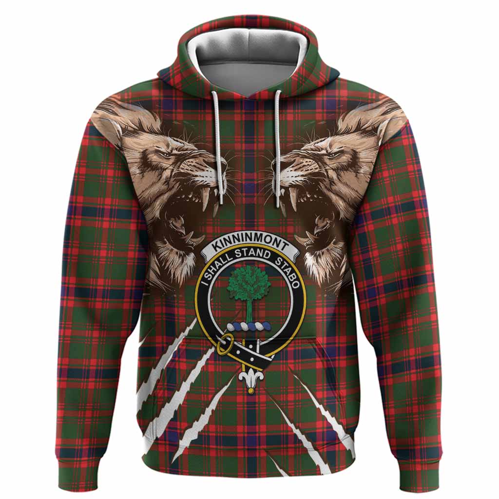 Kinninmont Tartan Crest Hoodie Ferocious Lion Style
