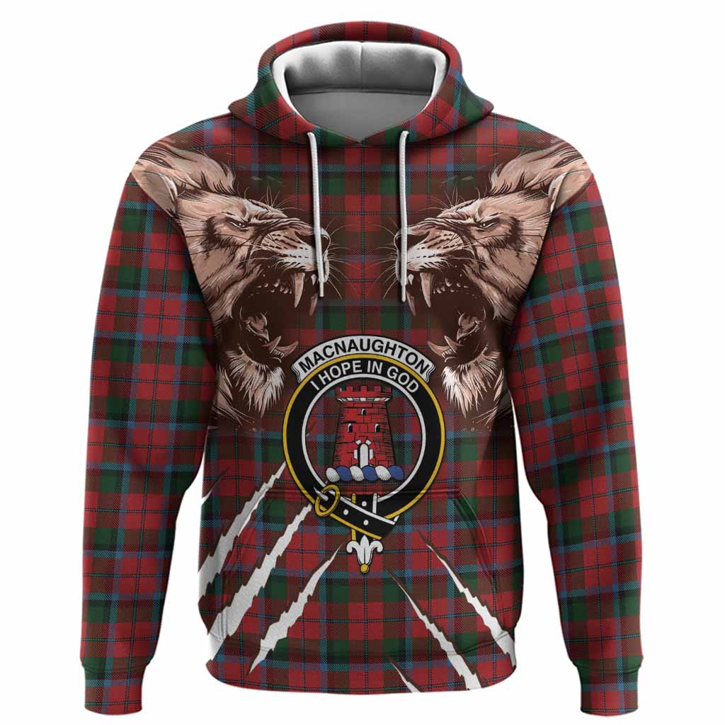 MacNaughton (McNaughton) Tartan Crest Hoodie Ferocious Lion Style
