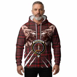 MacAlister (McAlister) Tartan Crest Hoodie Ferocious Lion Style