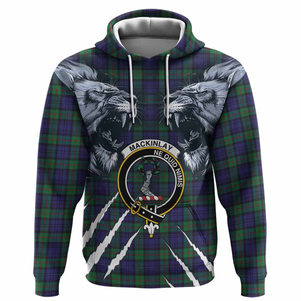 MacKinlay (McKinlay) Tartan Crest Hoodie Ferocious Lion Style