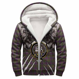 Wood Tartan Crest Sherpa Hoodie Ferocious Lion Style