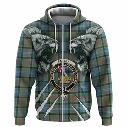 Paisley Tartan Crest Hoodie Ferocious Lion Style