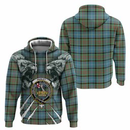 Paisley Tartan Crest Hoodie Ferocious Lion Style