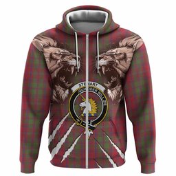 Stewart (Stuart) of Appin Tartan Crest Hoodie Ferocious Lion Style