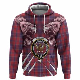 Wishart Tartan Crest Hoodie Ferocious Lion Style