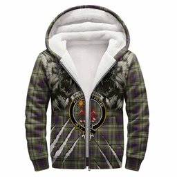 Spottiswood Tartan Crest Sherpa Hoodie Ferocious Lion Style