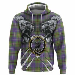 Turnbull Tartan Crest Hoodie Ferocious Lion Style
