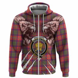Wauchope Tartan Crest Hoodie Ferocious Lion Style