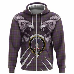 Sempill (Semple) Tartan Crest Hoodie Ferocious Lion Style
