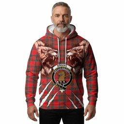 Binning Tartan Crest Hoodie Ferocious Lion Style
