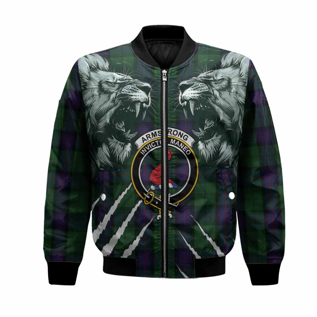 Armstrong Tartan Crest Bomber Jacket Ferocious Lion Style