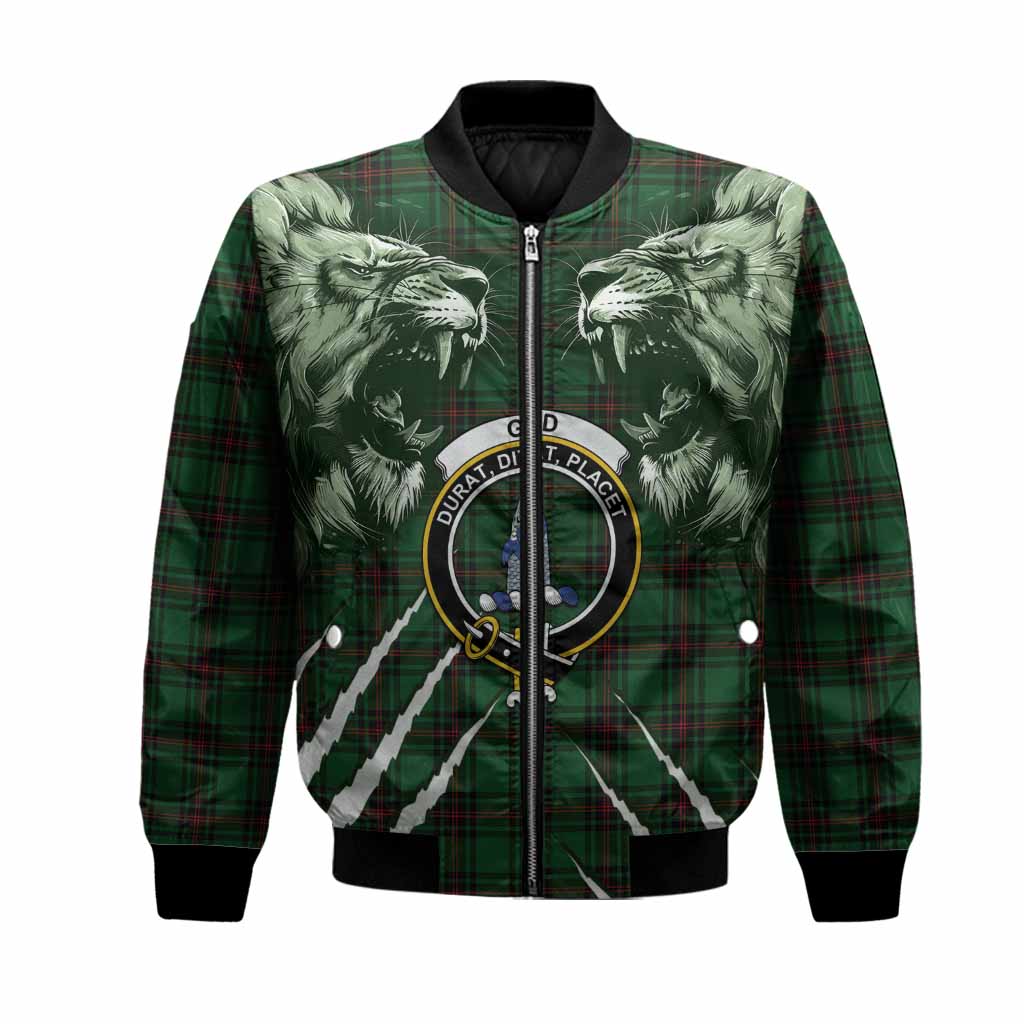 Ged Tartan Crest Bomber Jacket Ferocious Lion Style