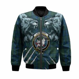Lockhart Tartan Crest Bomber Jacket Ferocious Lion Style