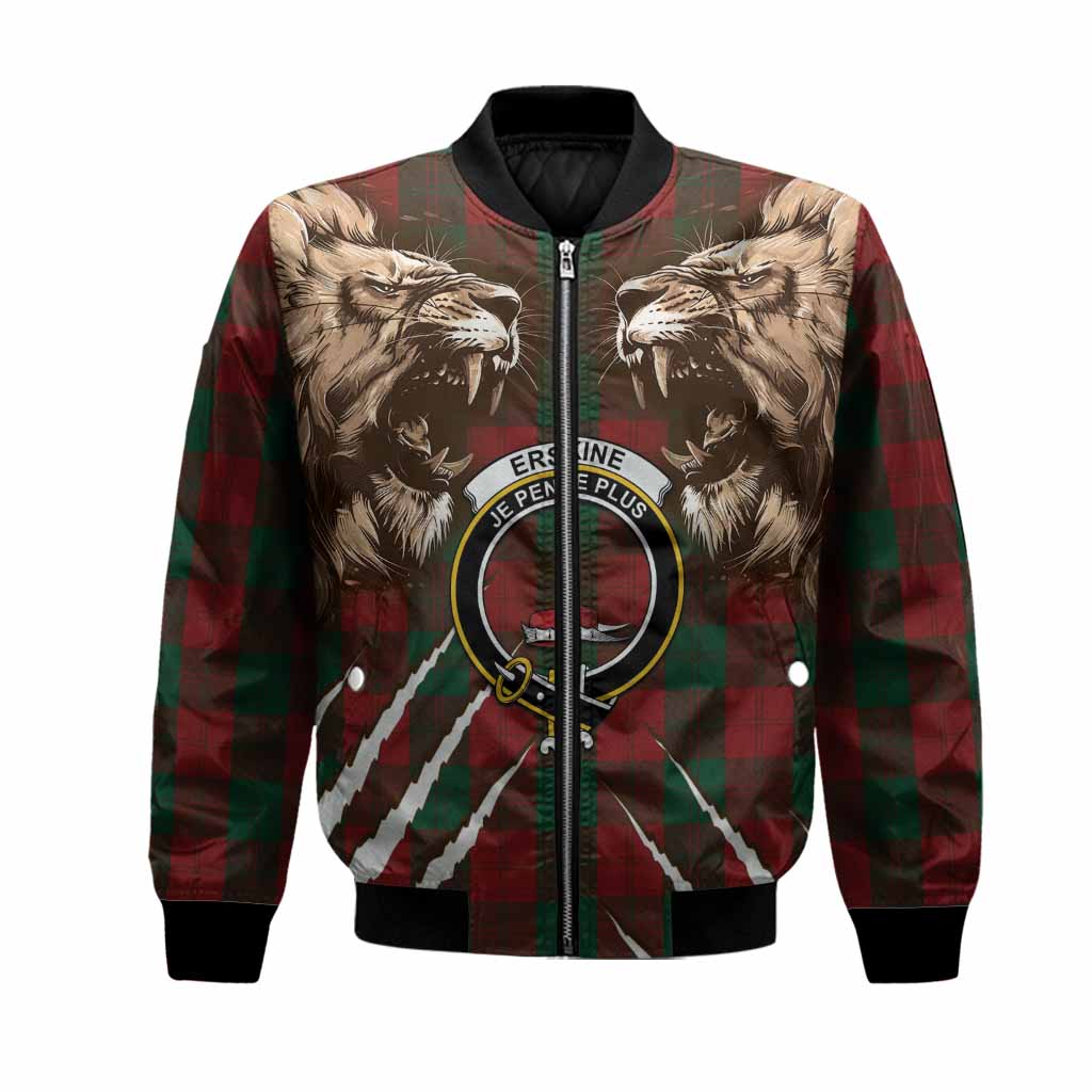 Erskine Tartan Crest Bomber Jacket Ferocious Lion Style