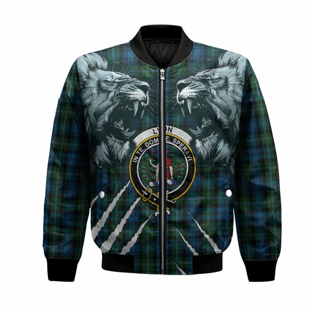 Lyon Tartan Crest Bomber Jacket Ferocious Lion Style