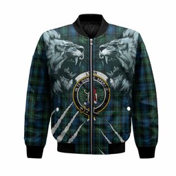 Lyon Tartan Crest Bomber Jacket Ferocious Lion Style