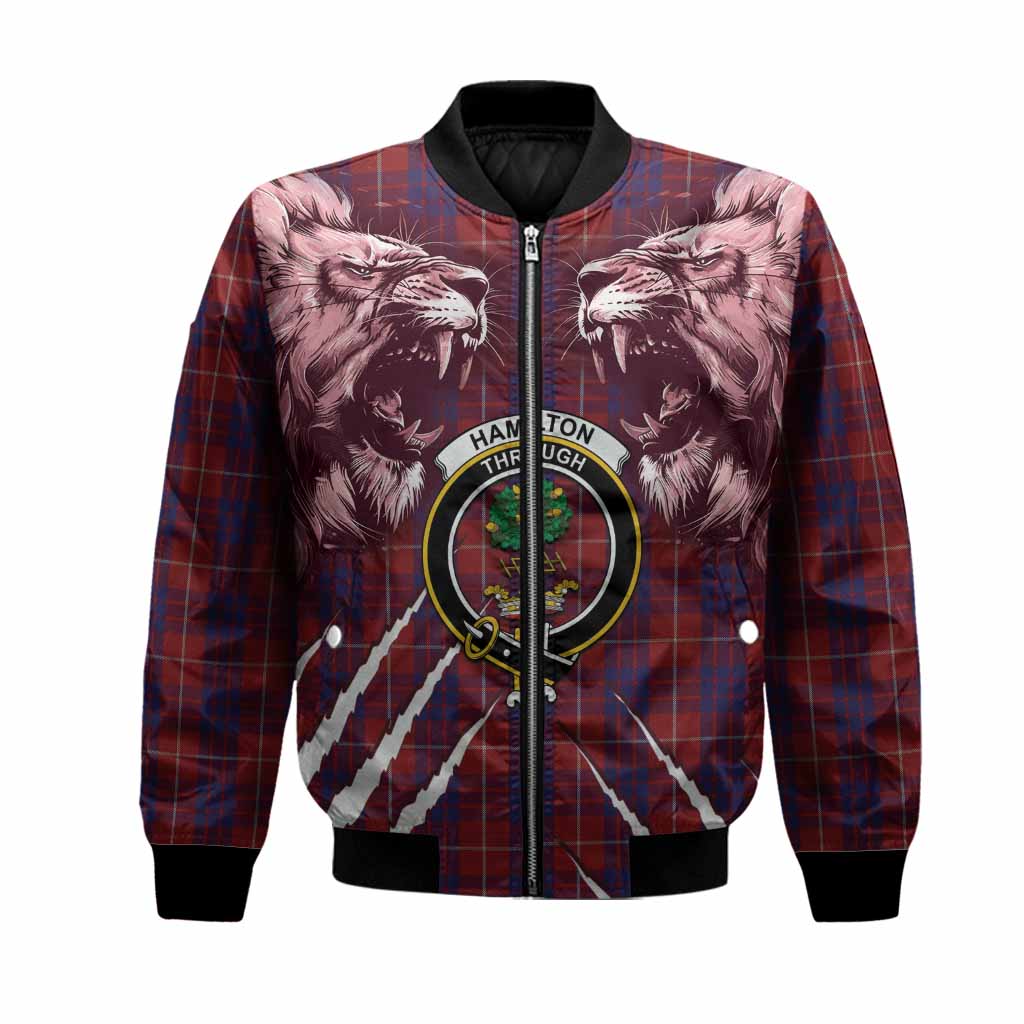 Hamilton Tartan Crest Bomber Jacket Ferocious Lion Style