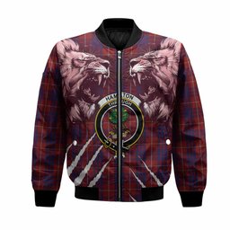 Hamilton Tartan Crest Bomber Jacket Ferocious Lion Style