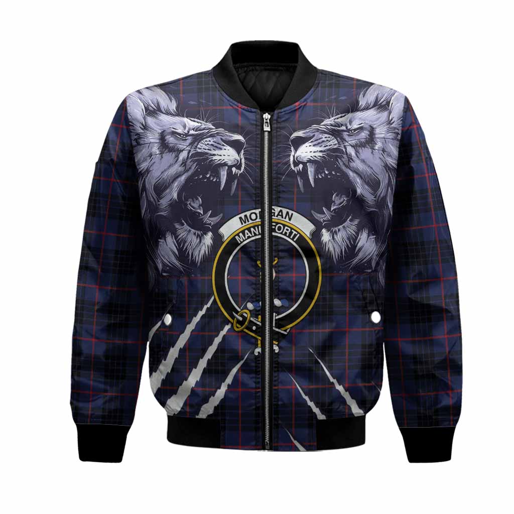 Morgan Tartan Crest Bomber Jacket Ferocious Lion Style