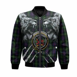 Farquharson Tartan Crest Bomber Jacket Ferocious Lion Style