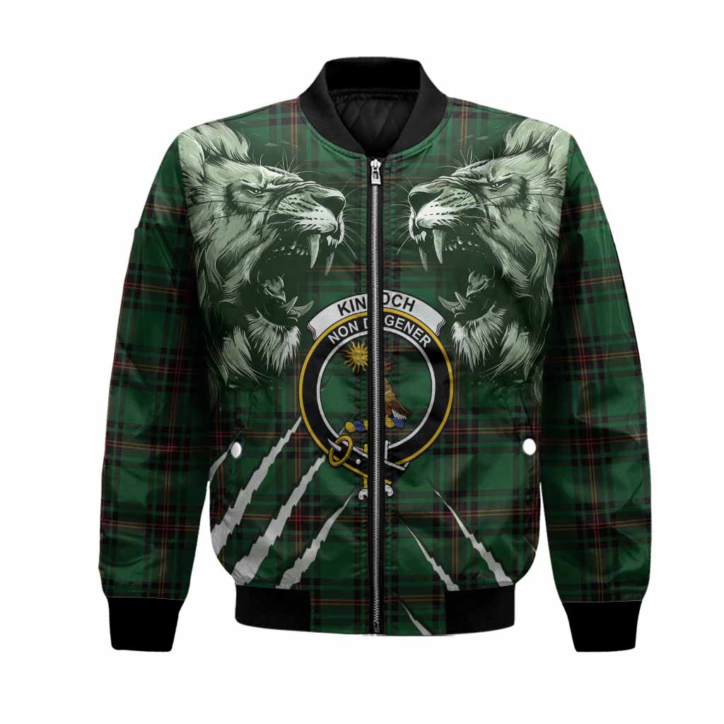 Kinloch Tartan Crest Bomber Jacket Ferocious Lion Style