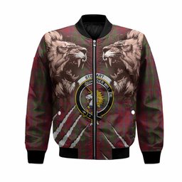 Stewart (Stuart) of Appin Tartan Crest Bomber Jacket Ferocious Lion Style