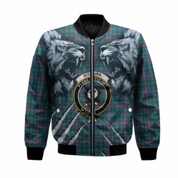 Pitcairn Tartan Crest Bomber Jacket Ferocious Lion Style