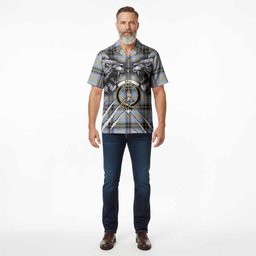 Bell Tartan Crest Hawaiian Shirt Ferocious Lion Style