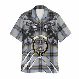 Bell Tartan Crest Hawaiian Shirt Ferocious Lion Style