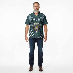 Douglas Tartan Crest Hawaiian Shirt Ferocious Lion Style