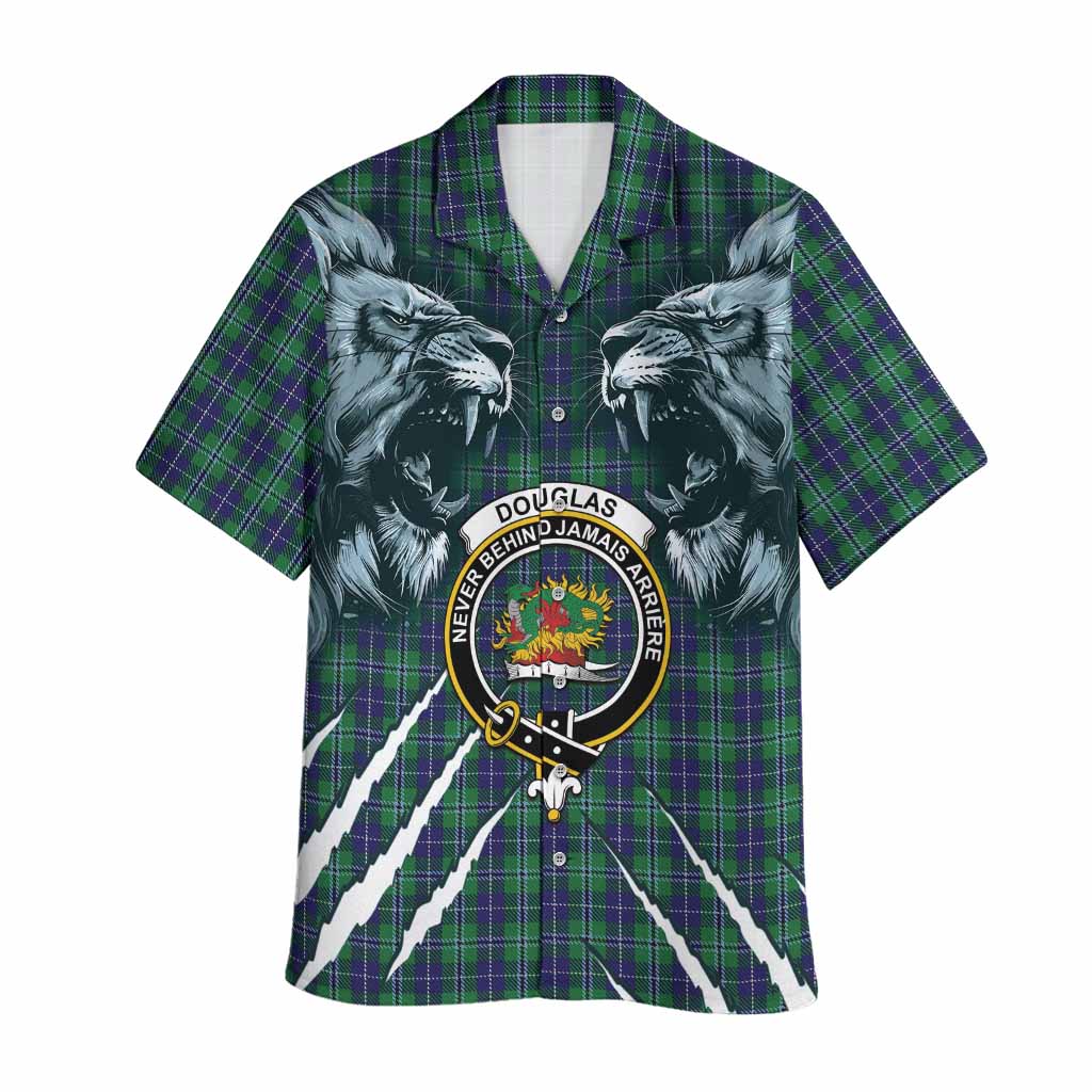 Douglas Tartan Crest Hawaiian Shirt Ferocious Lion Style