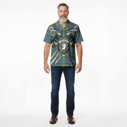 Colville Tartan Crest Hawaiian Shirt Ferocious Lion Style
