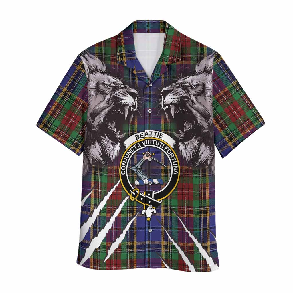 Beattie (Beatty) Tartan Crest Hawaiian Shirt Ferocious Lion Style