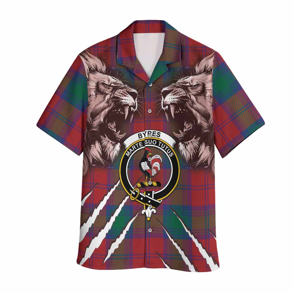 Byres (Byses) Tartan Crest Hawaiian Shirt Ferocious Lion Style