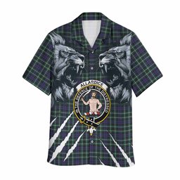 Allardice Tartan Crest Hawaiian Shirt Ferocious Lion Style