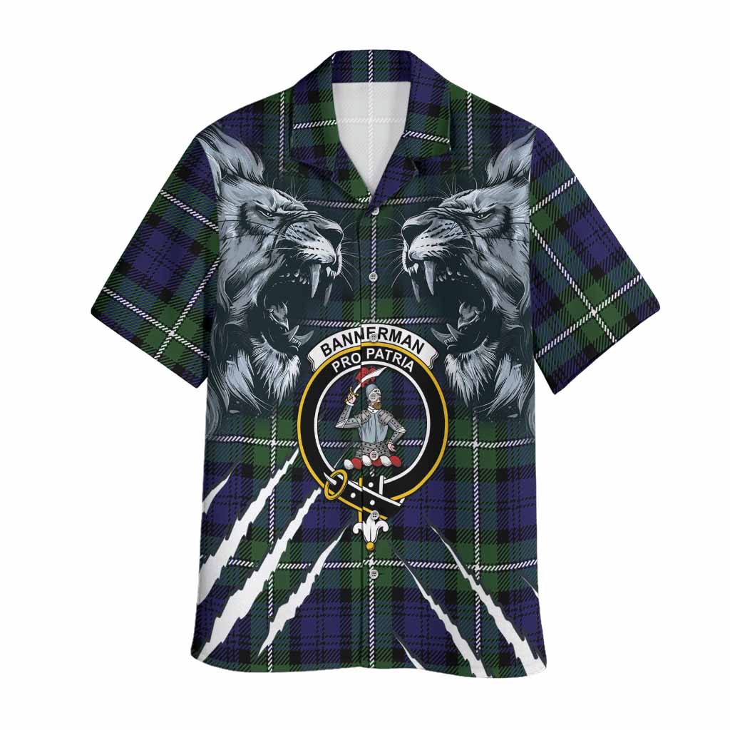 Bannerman Tartan Crest Hawaiian Shirt Ferocious Lion Style