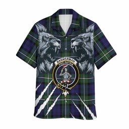 Bannerman Tartan Crest Hawaiian Shirt Ferocious Lion Style