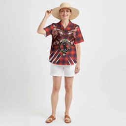 Abernethy Tartan Crest Hawaiian Shirt Ferocious Lion Style
