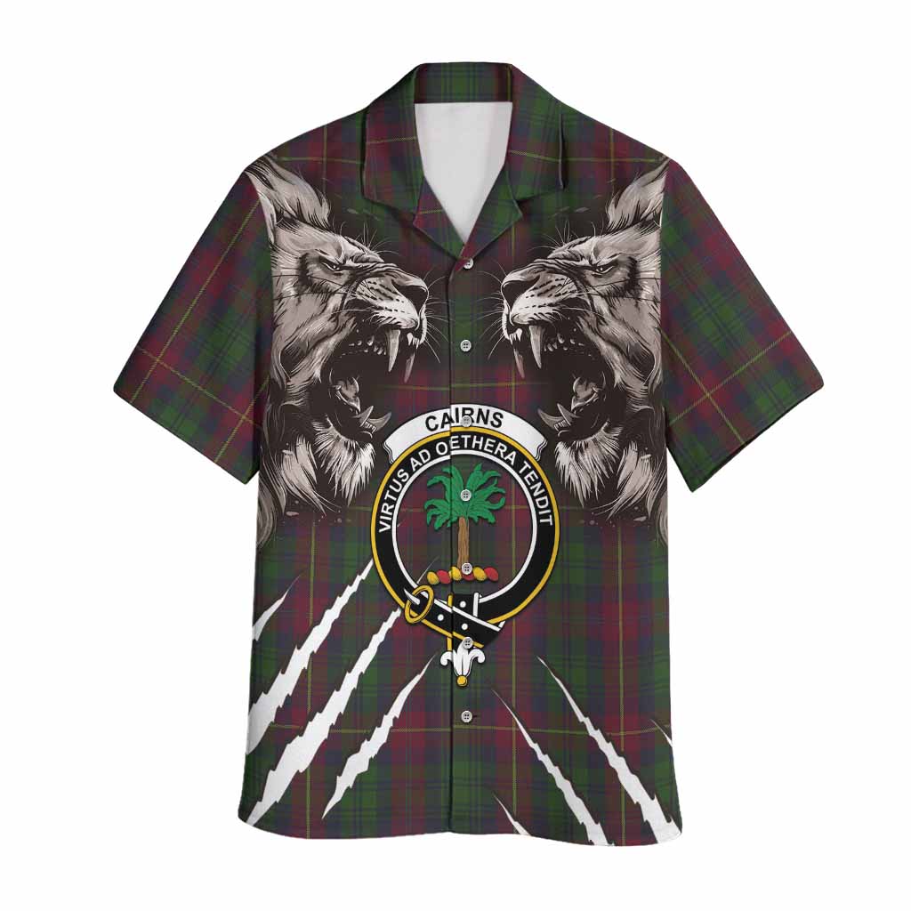 Cairns Tartan Crest Hawaiian Shirt Ferocious Lion Style