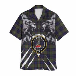 Clelland Tartan Crest Hawaiian Shirt Ferocious Lion Style