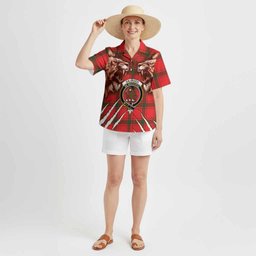 Darroch Tartan Crest Hawaiian Shirt Ferocious Lion Style