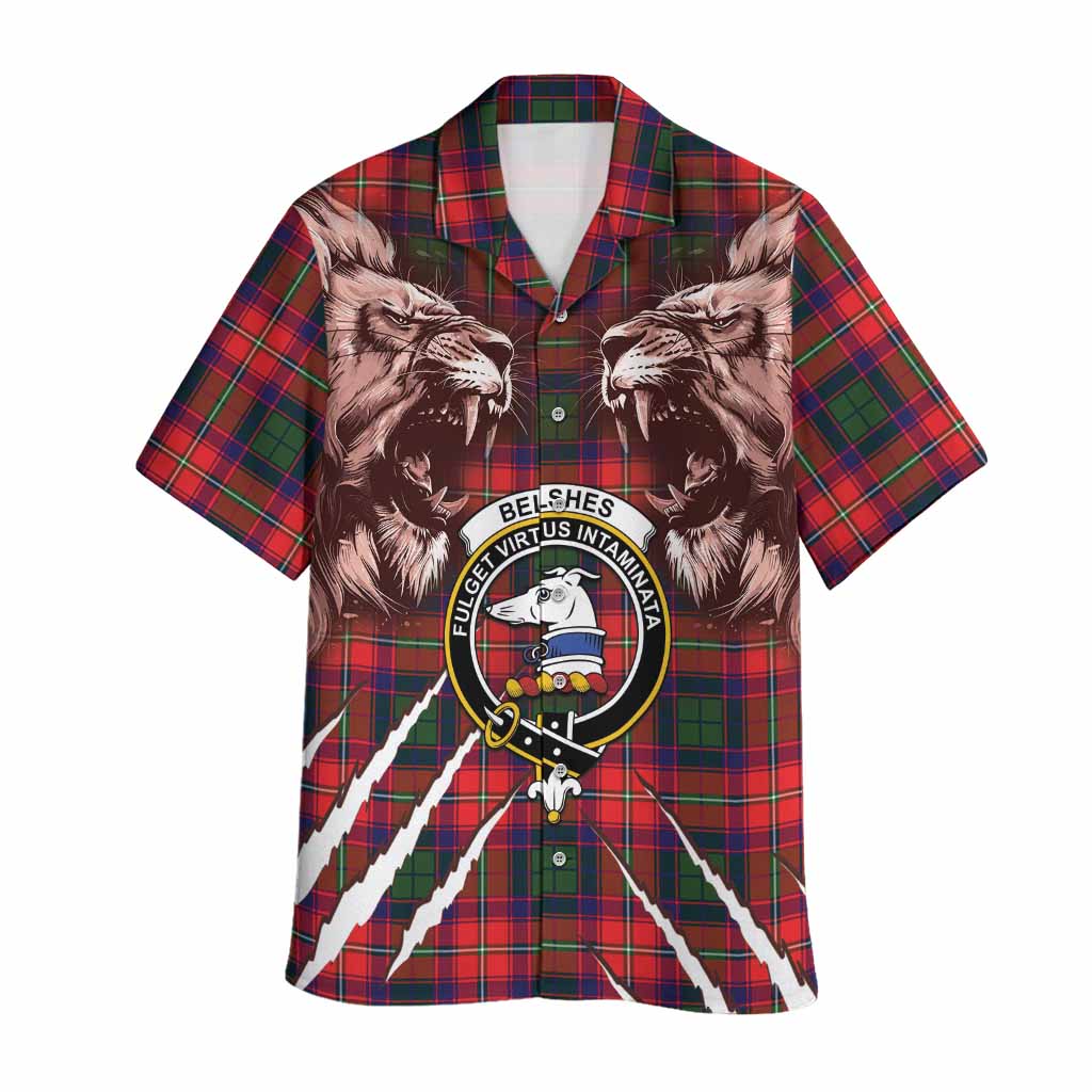 Belshes (Belsches) Tartan Crest Hawaiian Shirt Ferocious Lion Style
