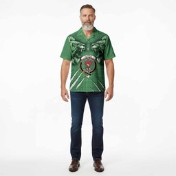 Currie Tartan Crest Hawaiian Shirt Ferocious Lion Style